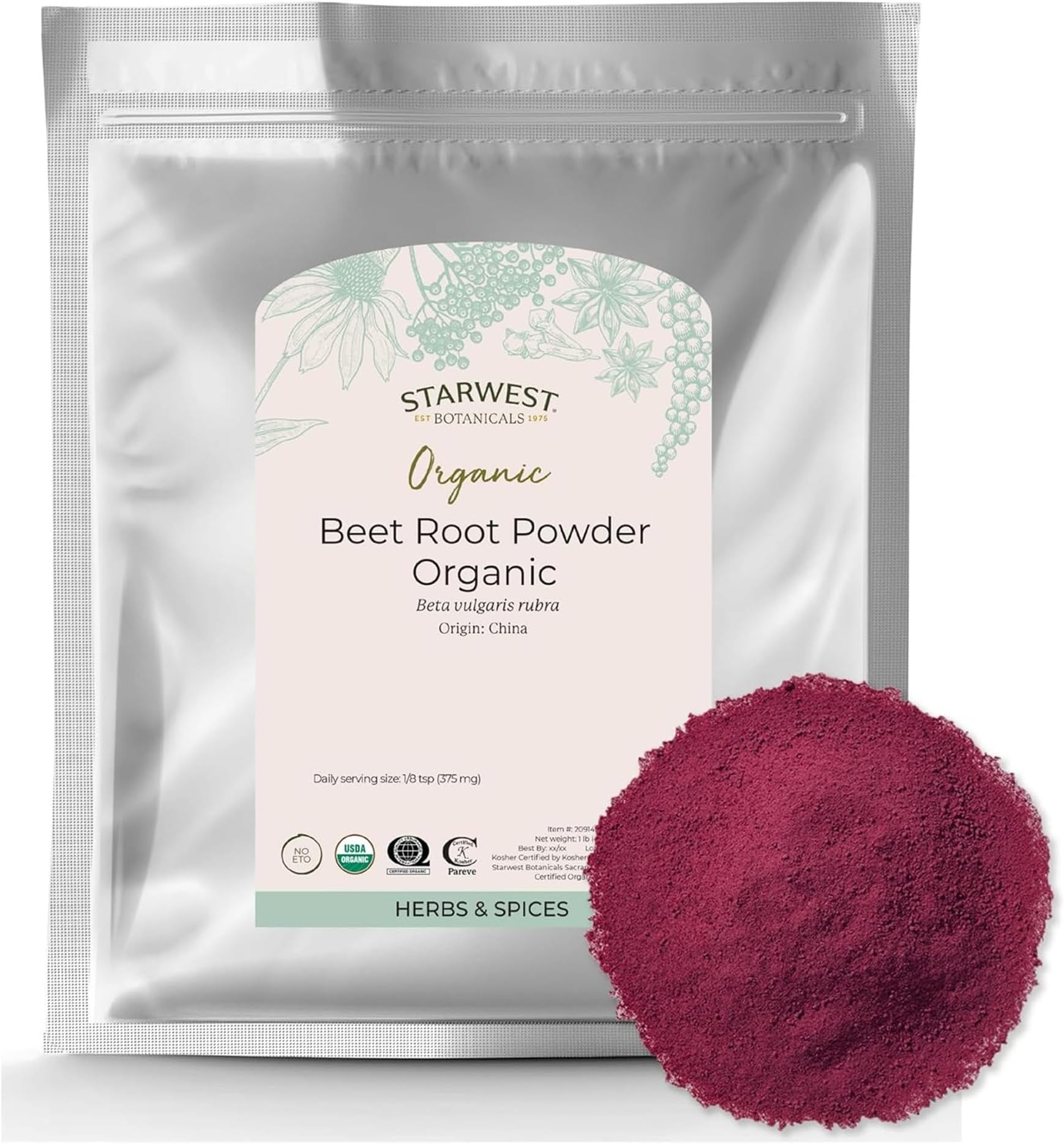 Starwest Botanicals Beet Root Powder, Organic, 1-Pound