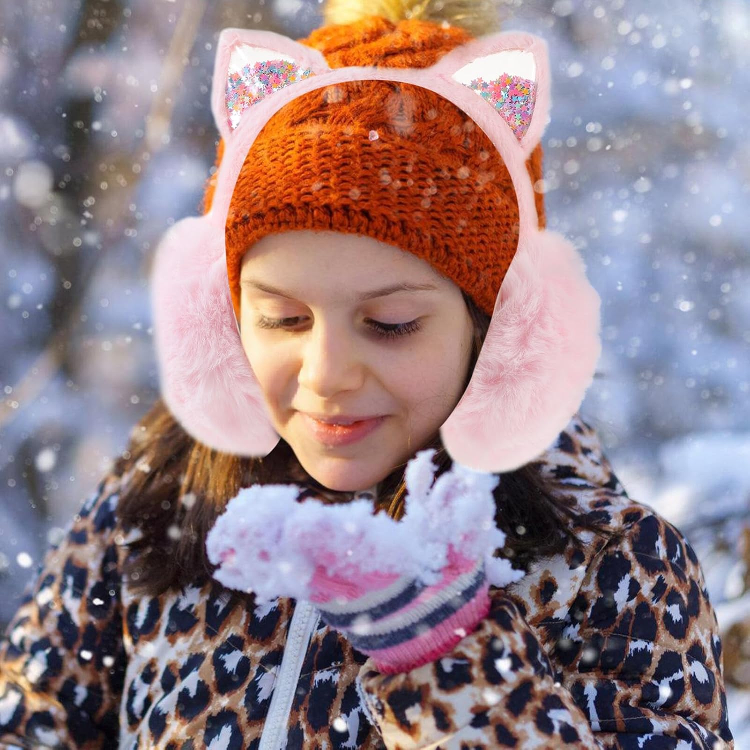 Fluffy Ear Muffs for Boys and Girls Foldable Ear Warmers Plush Lining for Cold Weather for Boys and Girls Cozy in
