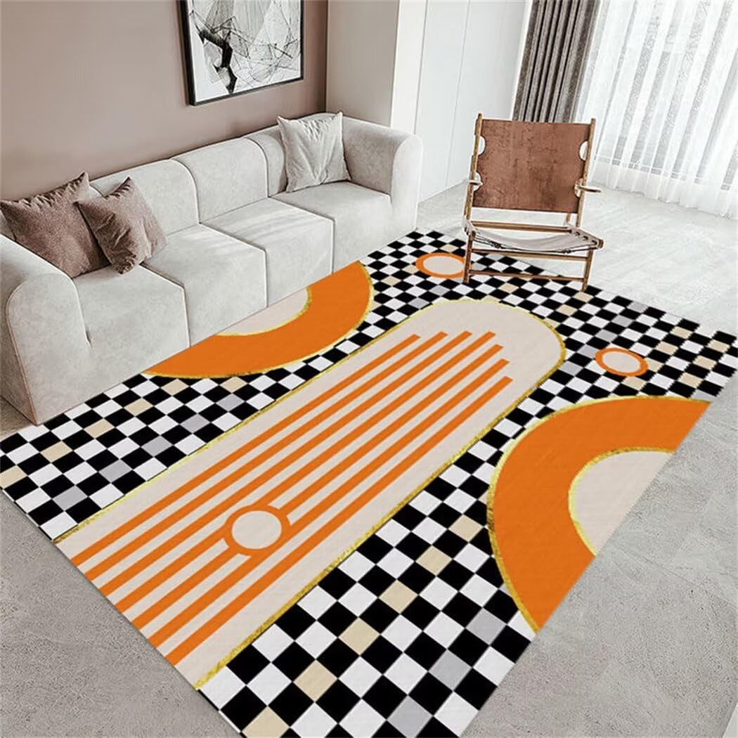 Tapis de sol pour bébé moderne orange 170x240cm grand tapis chambre enfant et salon