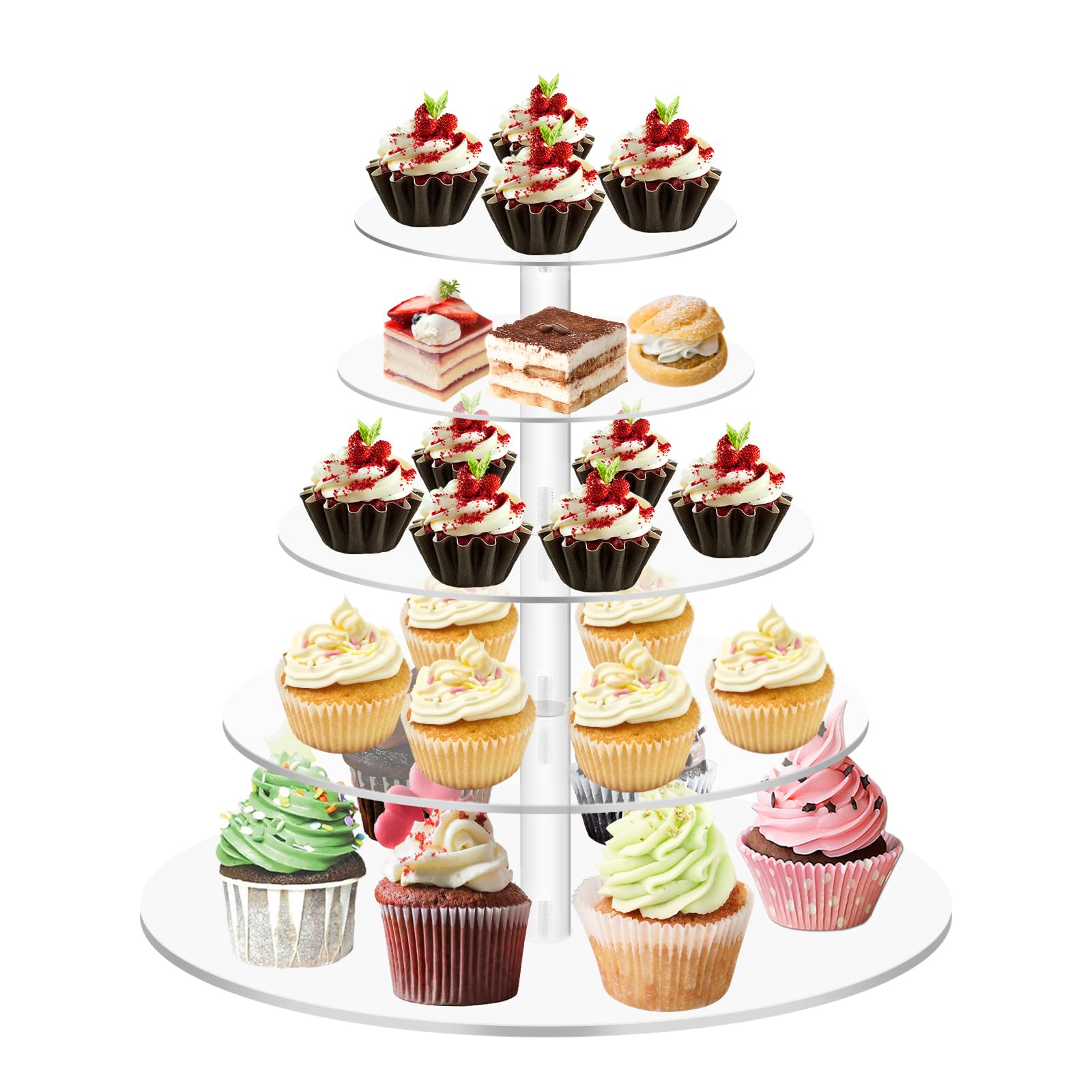 Présentoir Cupcakes 5 Étages Ulifeme - Tour Acrylique Ronde 4mm Pour Gâteaux Et Desserts