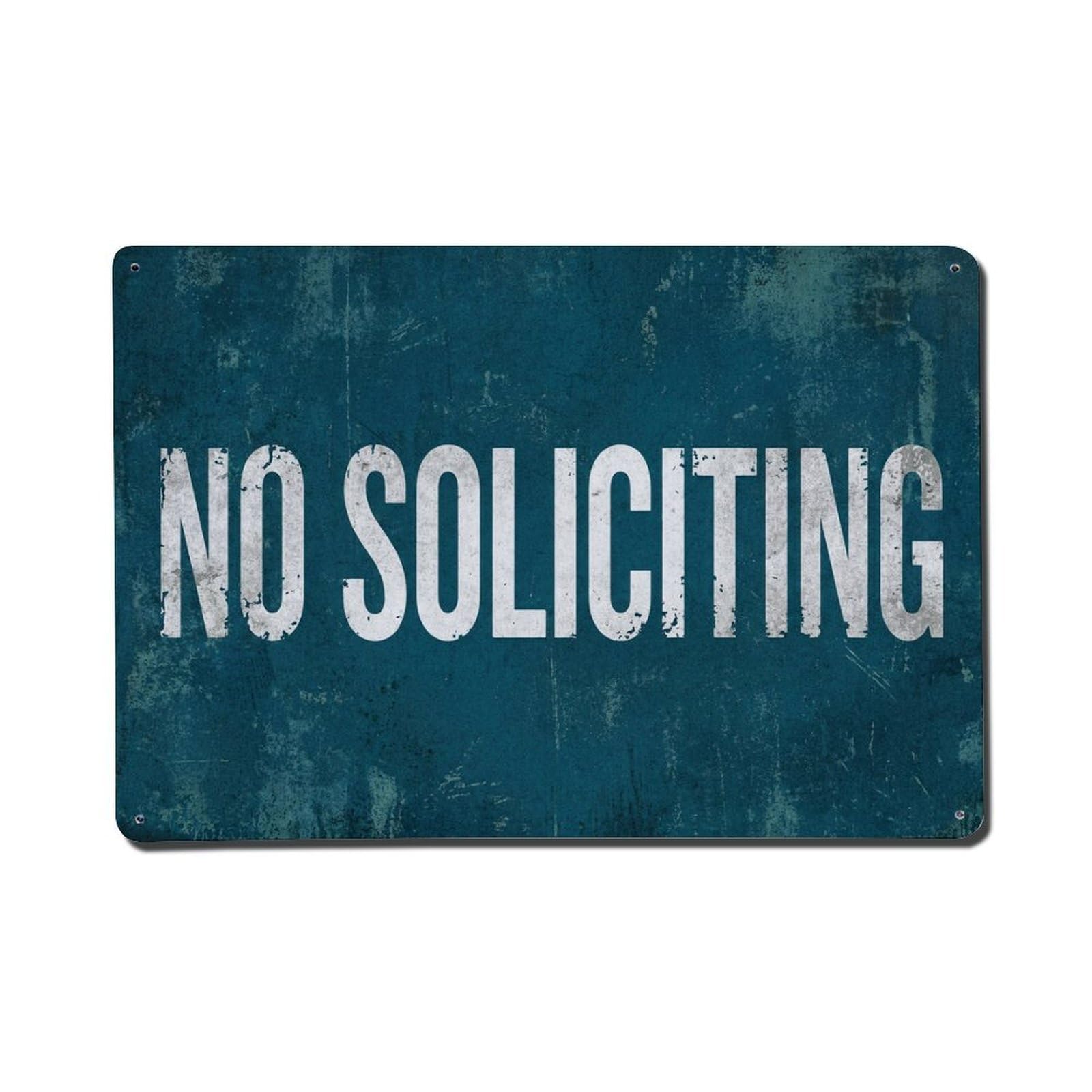 Vintage No Soliciting Metal Tin Sign