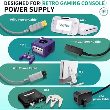 Retro Game Console Power Supply Combination kit-PD Fast Charging, Built-in chip, Stable Performance, Multiple interfaces Free Conversion-Compatible with NGC/WII/WII-U/N64