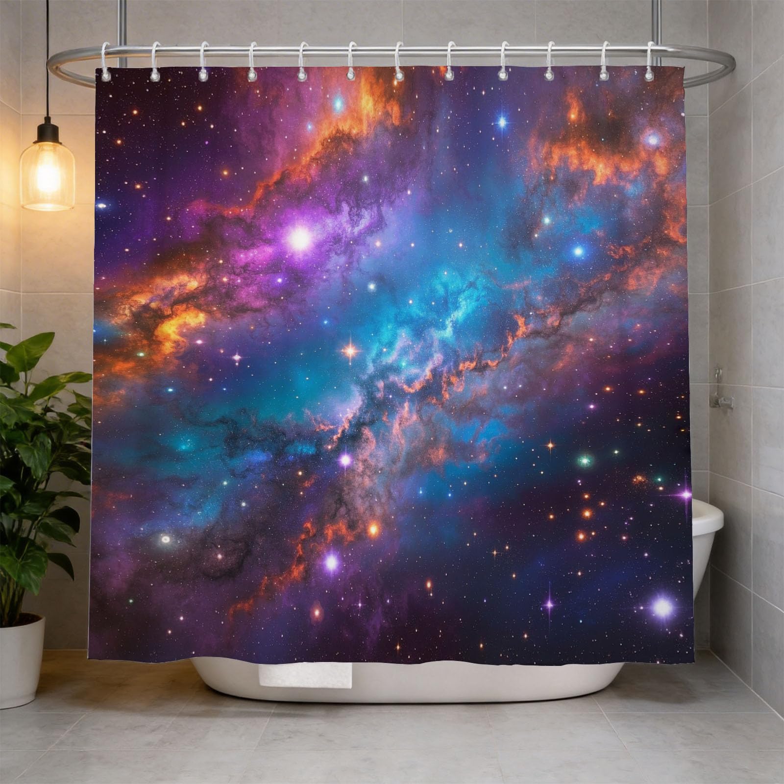 Hongduo 3D Nebula Shower Curtain for Stalls Bathtubs Cosmic Mystery Bathroom Decor Shower Curtain Set Polyester Fabric Waterproof 180x200cm/71X79 Inch with Hooks