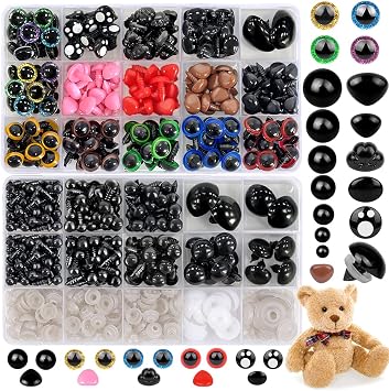 YUJUN 700PCS Safety Eyes for Crochet,6-22mmColorful Glitter Noses with Washers Stuffed Animals Amigurumi Craft Doll Making Teddy Bear Toy