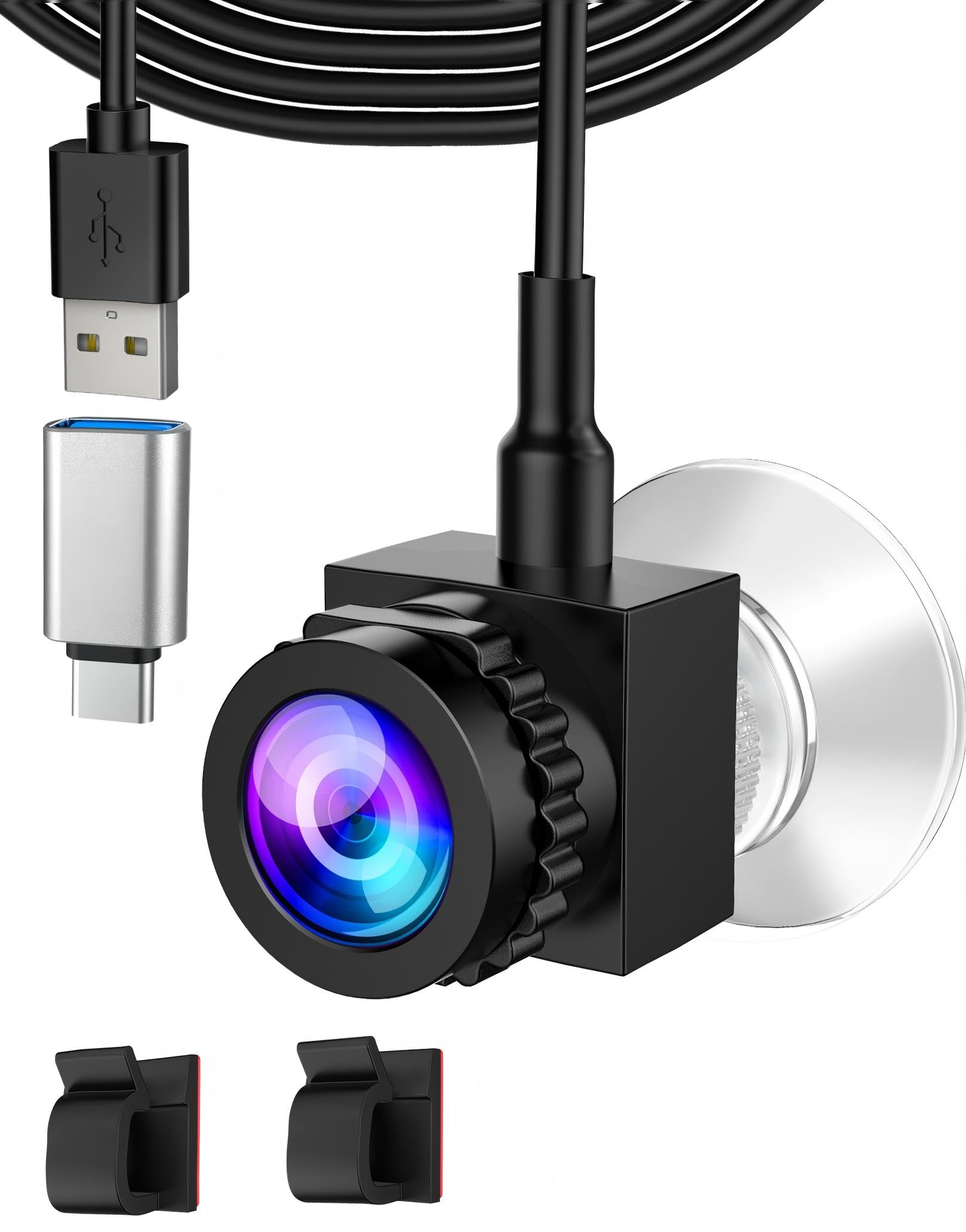 Poeubmo Center Screen Webcam with Microphone 1080P Webcam USB C/A for Middle Screen Camera PC and Laptop, Adjustable Focus, Center Cam for Windows/macOS -FT (Dull-Black)-image-11