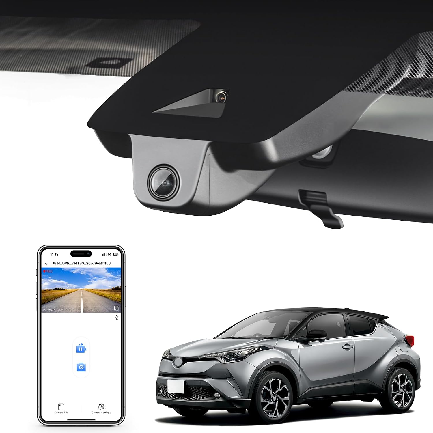 mangoal 4K Dash Cam Custom Fit for Toyota C-HR 2018 2019 2020 LE Limited XLE Premium (Model B),Integrated OEM Look, 2160P UHD Video, Built-in WiFi & APP, Loop Recording, 64GB Card