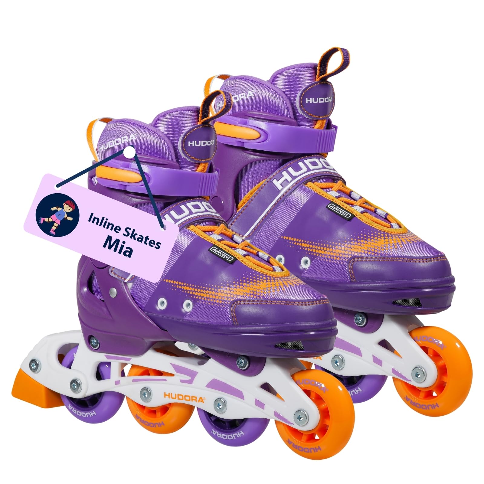 Hudora Inline Skates Mia/Leon - Inline skates for children/teenagers & adults in different sizes & colours - Roller skates adjustable up to 4 sizes - Comfortable & stylish skates