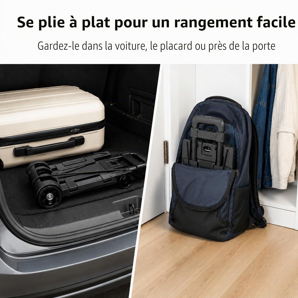 Diable Pliable de 35 kg - Diable Robuste Multifonction - Chariot à Bagages Portable pour Voyage, Voiture, Bureau, Chariot Pliable