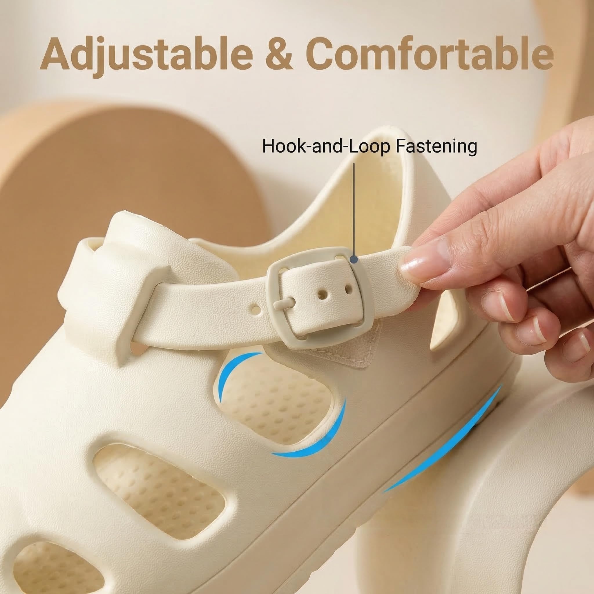 Toddler Wide Toe Box Sandals For Boys & Girls,Children's Closed Toe Water Sandal with Adjustable Strap — view 5