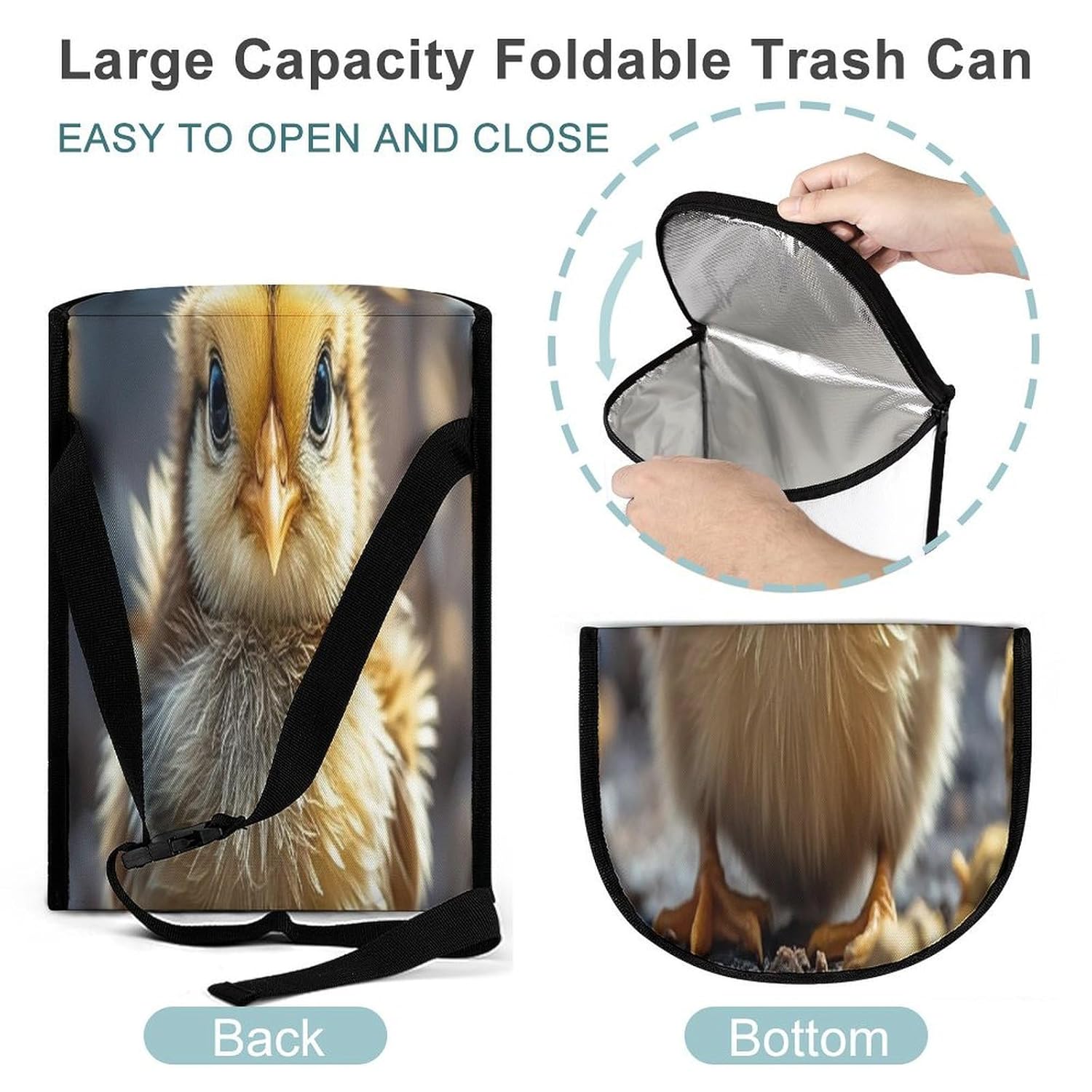 Chicken Chick Car Trash Can 5.4 Gallon Smell Proof Hanging Car Garbage Bag with Lid Multipurpose Vehicle Garbage Organizer Cars Trash Bag for Outdoor Travel Home Use