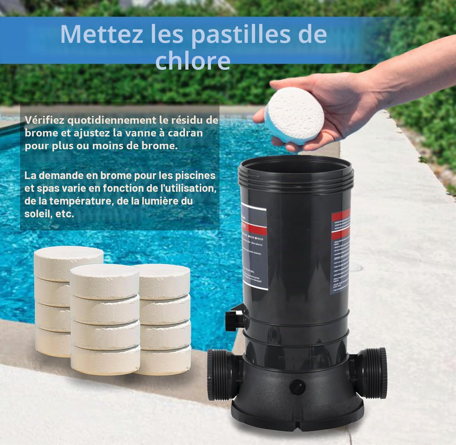 Chlorineur automatique hors ligne pour piscine MAYGO CL220 de remplacement Hayward CL220, Chlorineur automatique hors ligne pour piscine pour piscine hors sol et intérieure (4,1 kg)