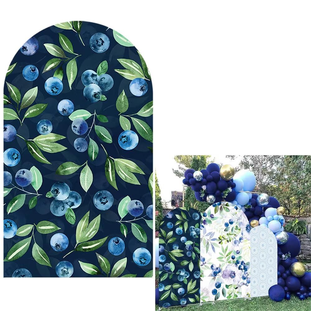 AOSTO Blueberry Arch Backdrop Cover for Birthday Baby Shower Wedding Party Decoration,Elastic Fabric Background (Width=48"(120cm),Height=85"(210cm),