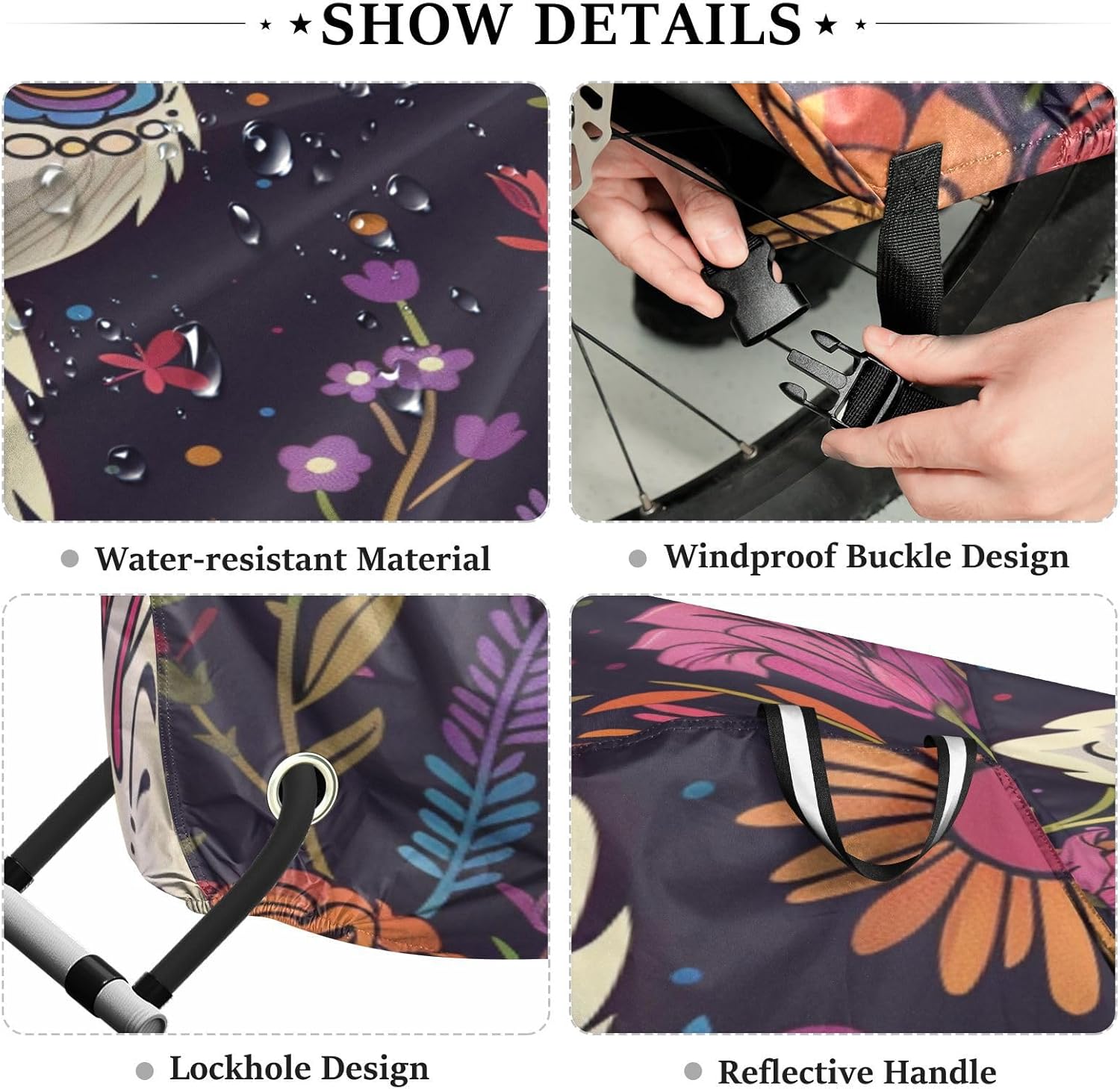 ALAZA Day Of The Dead Llama Alpaca Bike Cover Waterproof Outdoor Ebike Bicycle Covers Tarp Protection for 1/2 Bikes, Sun UV Dust Wind Proof