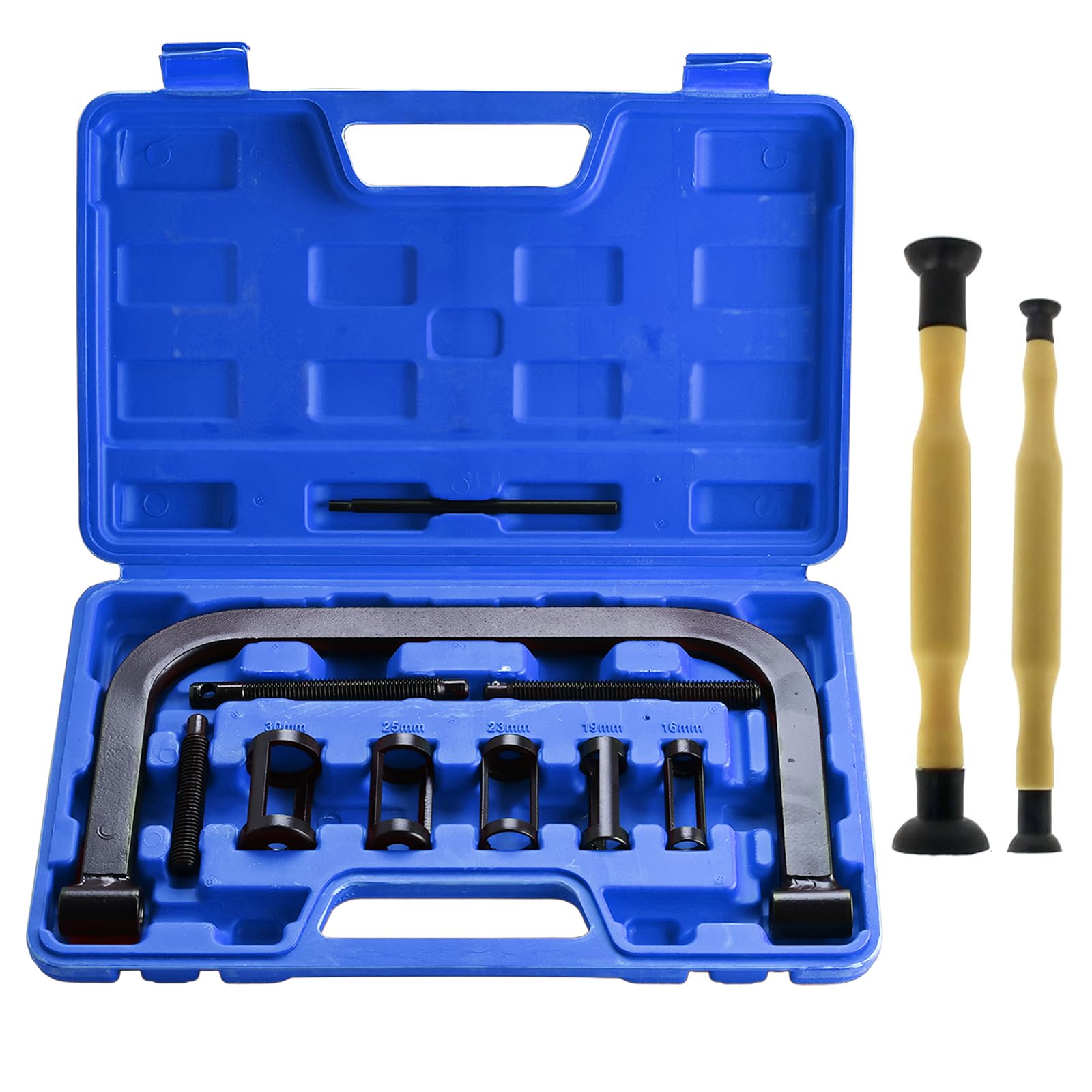 FreeTec 12 Pezzi Compressore Molle Valvole, 16-30mm Set Compressore Molle Valvole con Smerigliavalvole, Morsetto C Massiccio Attrezzo Compressore Molle della Valvola per Motore Auto Moto
