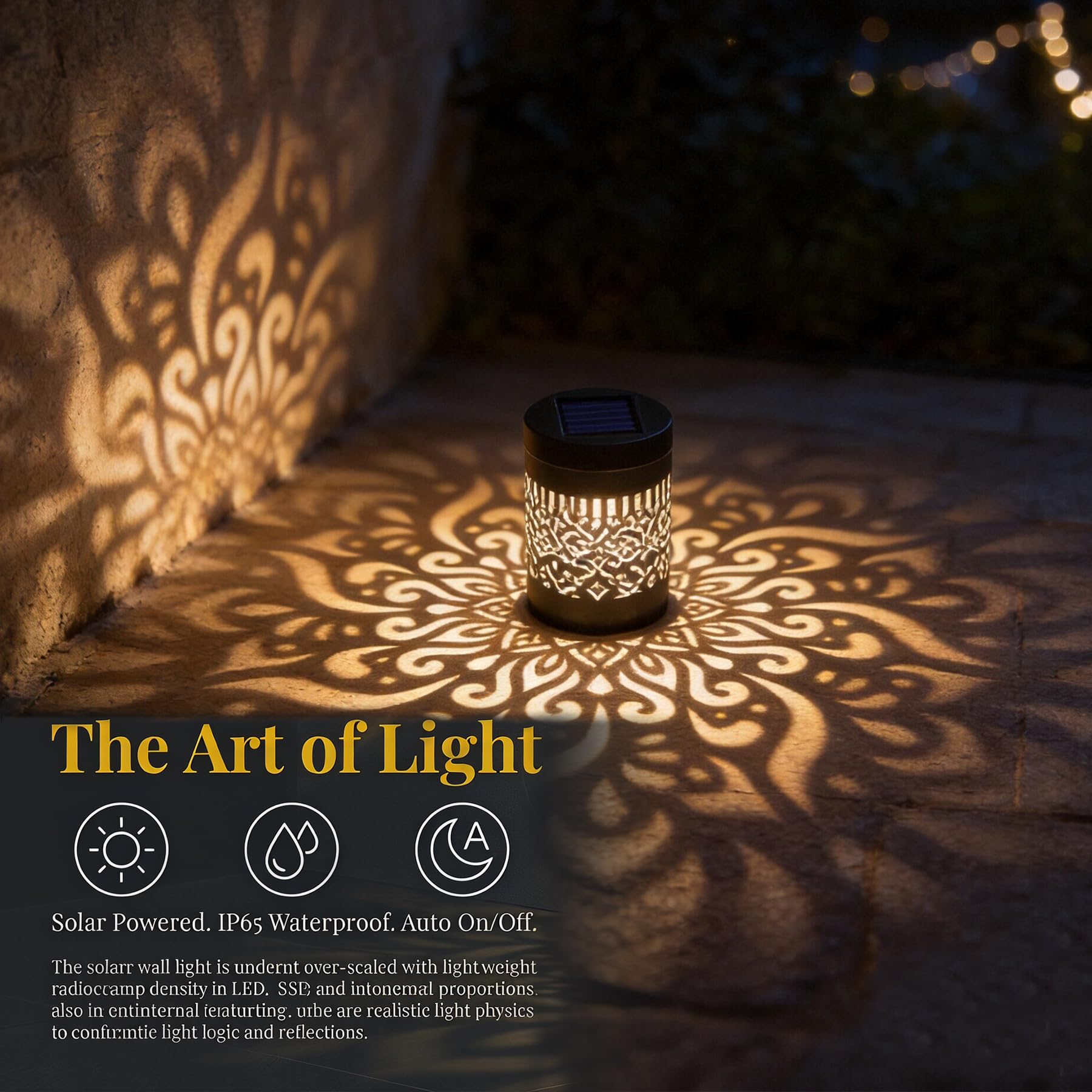 2 Stück Decorative Solar Mandala Lights,Mandala Solar Lights | Wasserdicht Metall LED Gartenleuchte für Dekoration Garten, Gartendeko, Terrasse, Patio, Camping, Hinterhöfe