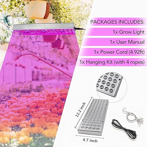 Miniatura 7 de Juhefa Luces LED de crecimiento, lámpara de cultivo de espectro completo con luces LED IR y UV para plantas de interior, micro verdes, clones,