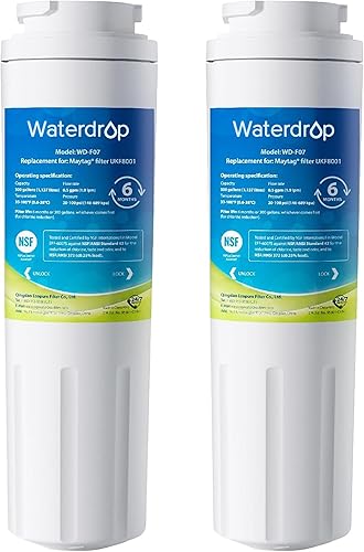 Waterdrop UKF8001 Repuestos para Maytag UKF8001, 469005, 4396395 filtro de agua para nevera, paquete de 2