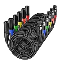 Vista 12 de Paquete de 4 cables XLR macho a hembra de 50 pies macho a hembra, cable de micrófono equilibrado profesional, cable XLR macho a hembra, cable