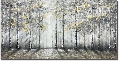 V-inspire Arte, 30 x 60 pulgadas, arte moderno impresionista del árbol 100% pintado a mano, lienzo para pared, pintura al óleo, pinturas grandes,