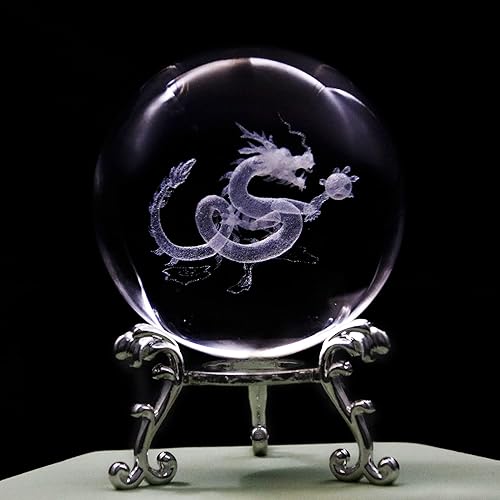Miniatura 5 de Bola de cristal 3D con figuras de unicornio Pegaso Bolas de vidrio con soporte Esfera de cristal 3D regalos de pisapapeles