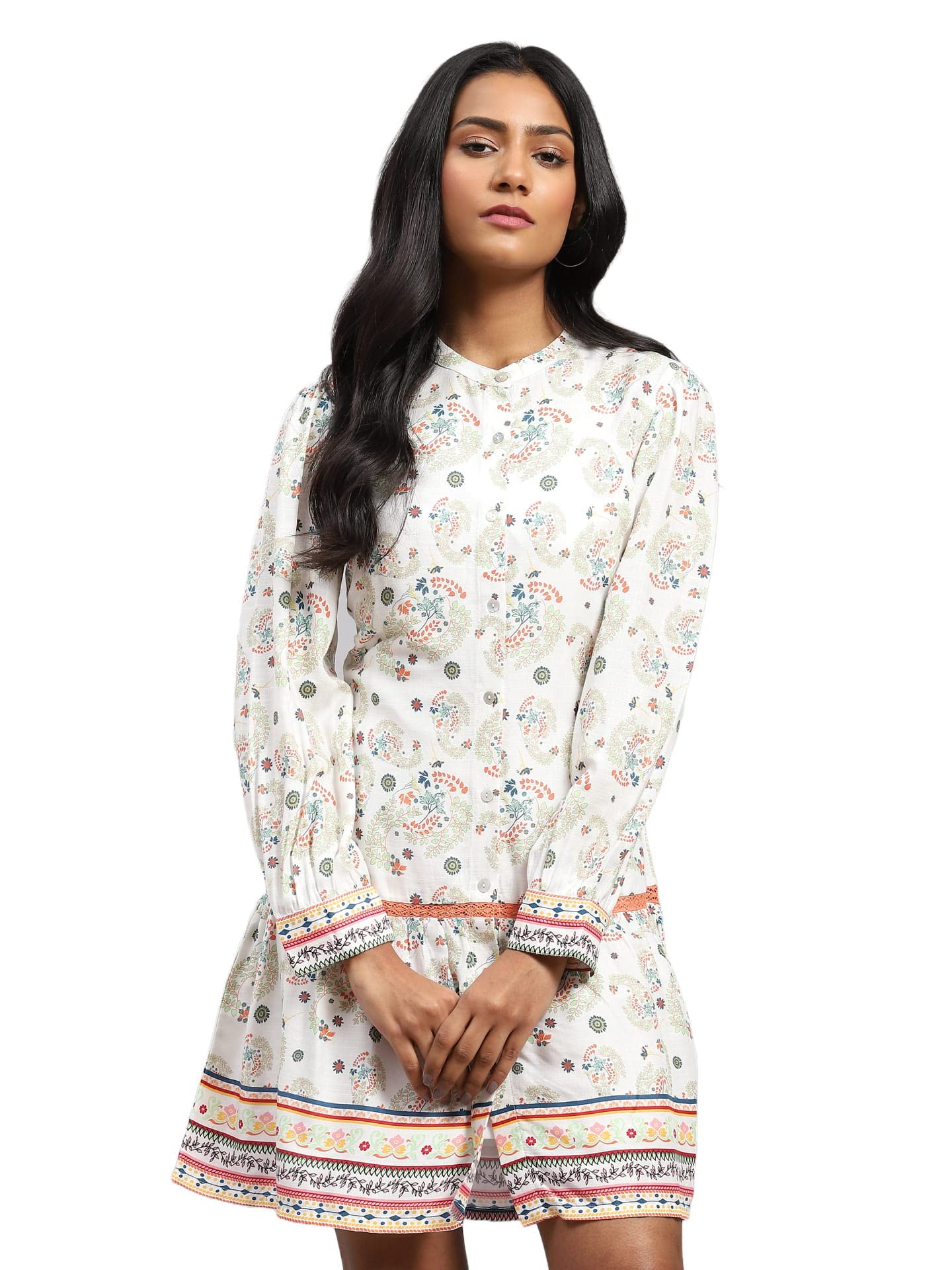 Label RITU KUMARWhite Printed Short Dress with Inner