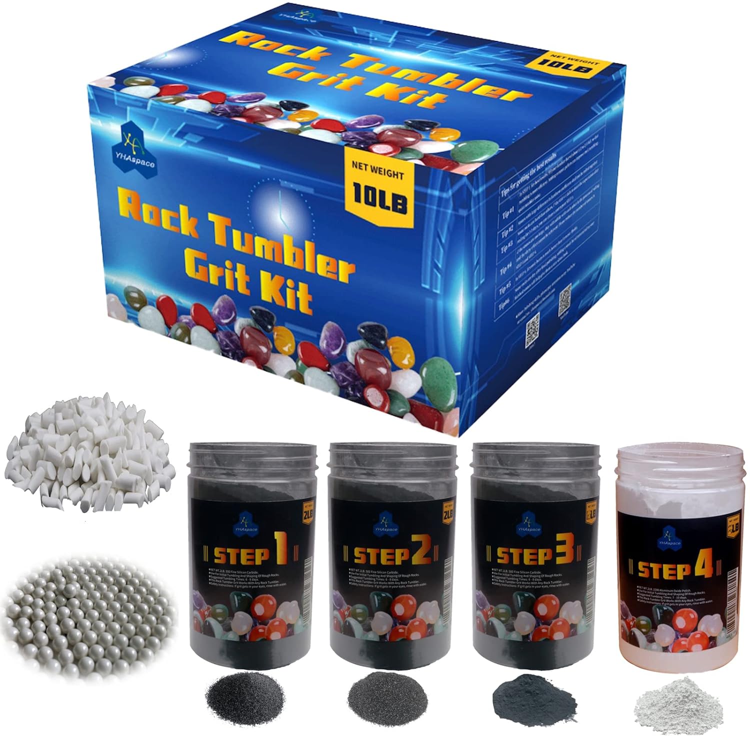YHAspace 10 Pounds Rock Tumbler Grit Kit Rock Polishing