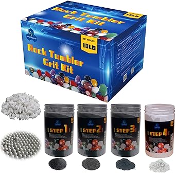 YHAspace 10LB Complete Rock Polishing Kit - Rock Tumbler Refill Grit Media Kit with Coarse, Medium, Pre-Polish, Final Polish, Ceramic Filler, Polishing Beads for Teens & Adults