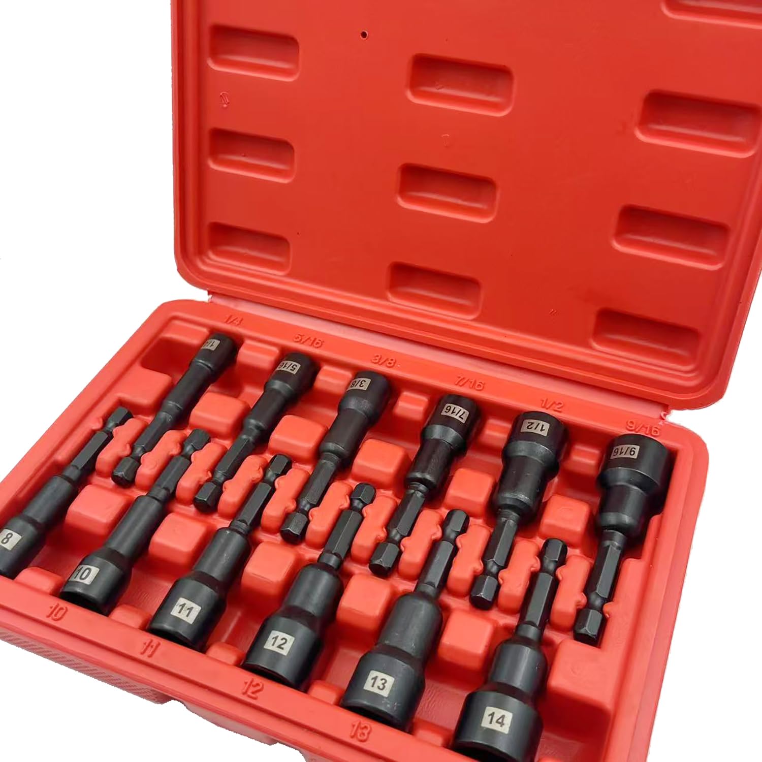 12-Pieces Magnetic Nut Driver Bit Set - 1/4 Inch Hex Quick-Change,Impact Hex Nut Driver Set, SAE & Metric
