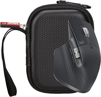 Hard Shell Carrying Case for Logitech MX Master 4/3 / 3S / 2S Wireless Mouse, Shockproof EVA Storage Pouch with Mesh Pocket & Handle, Black