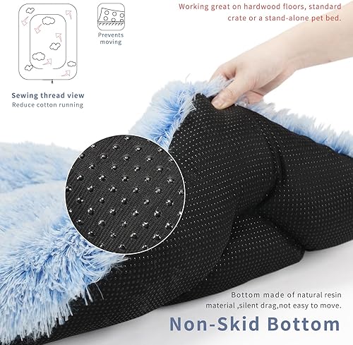 Miniatura 4 de Cama para perrera pequeña de 24 pulgadas, lavable, para mascotas, gatos, cachorros, alfombrilla de felpa cuadrada para perros