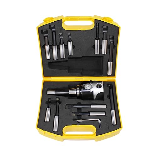 Miniatura 10 de HFS (R) Cabeza de mandrinado R8 vástago de carburo aburrido juego de barra de fresado Bridgeport (F1-2IN 12IN 9PCS)