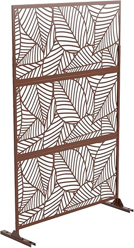 Elevens Pantalla de privacidad para patio, pantalla de privacidad al aire libre con soporte, pantalla de privacidad de metal decorativo de pie para