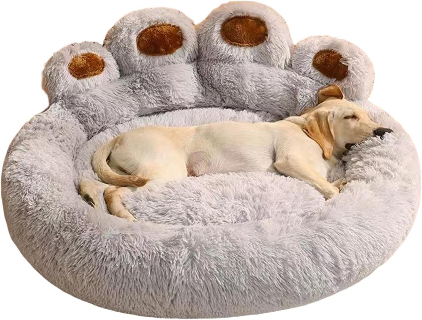 JupiterJX Fluffy Calming Dog Bed, Plush Bed For Cats & Dogs, Cute Bear Paw Shaped Comfortable Pet Sleeping Beds For Small Medium & Large Dogs, Soft Cat Cushion Dog Sofa Bed (Grey, 50cm) โ image 1