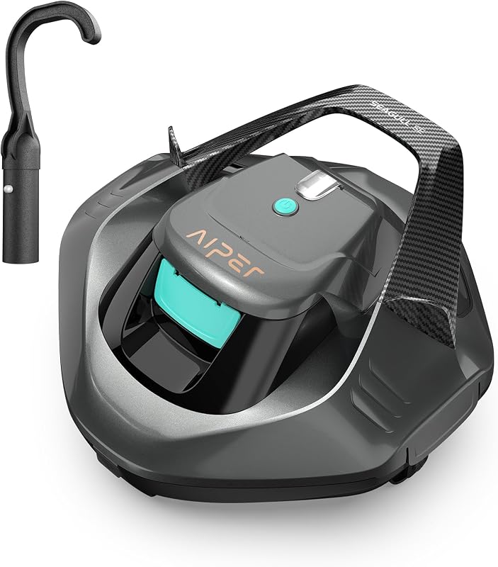 AIPER Seagull SE 2025 Cordless Robotic Pool Vacuum with 1200GPH Strong Suction, Lasts 90 Mins Runtime, LED Indicator,Pool Vacuum for Above-Ground Pool up to 40 Feet, Grey & Teal