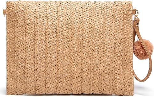 Miniatura 3 de Bolso cruzado con pompón tejido a mano para mujer, bolso cruzado de playa de verano, cartera