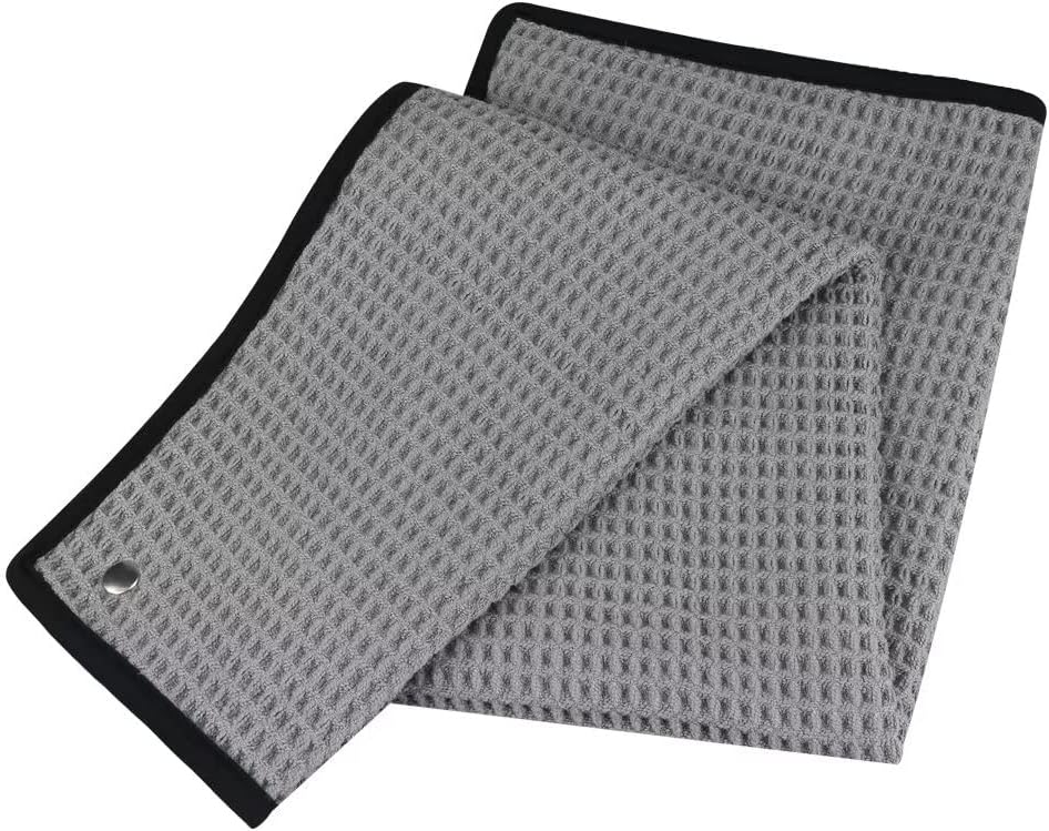 3pcs/Set Meshy Golf Club Headcover (Black) + 2pcs Golf T-Towel with Snap Closure