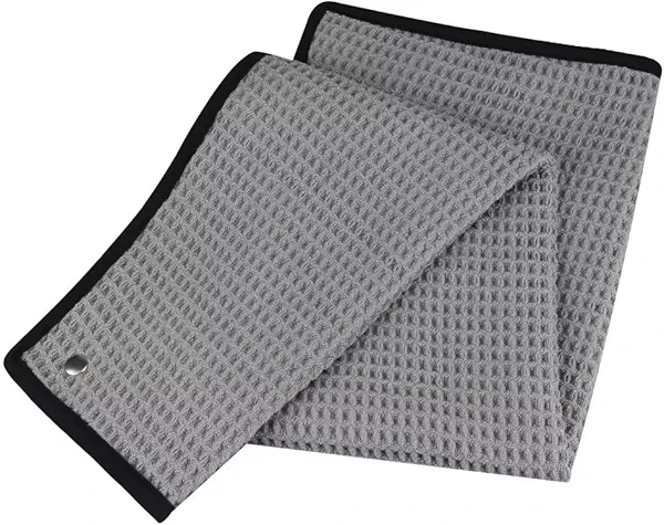 Craftsman Golf Golf T-Towel with Snap Closure, Waffle Pattern Golf Cleaning Towels for Golf Bags Grey