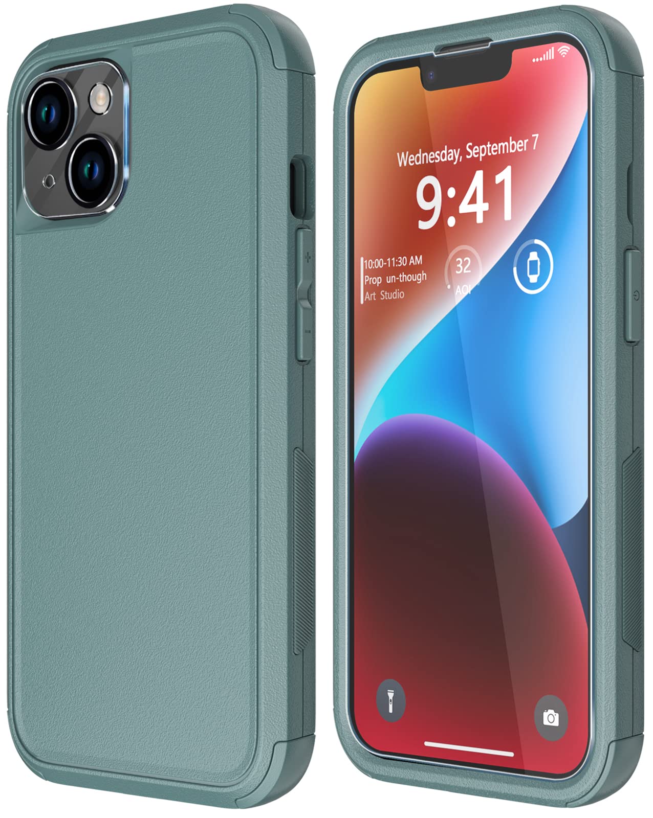 Diverbox for iPhone 14 Case [Shockproof] [Dropproof] [Tempered Glass Screen + Camera Lens Protector],Heavy Duty Protection Phone Case Cover for Apple