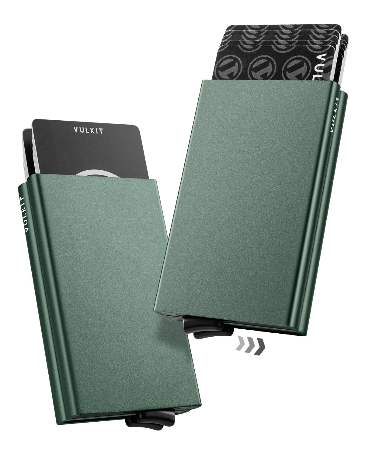 Pop Up Wallet, Slim Minimalist Credit Card Holder RFID Blocking Mini Metal Case for Men(Midnight Green)