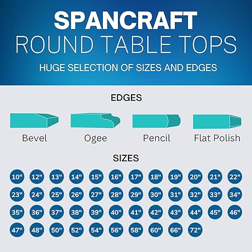Miniatura 6 de Spancraft Mesa redonda de vidrio templado transparente de 42 pulgadas de grosor de 12 pulgadas con borde Ogee, parte superior de vidrio de repuesto