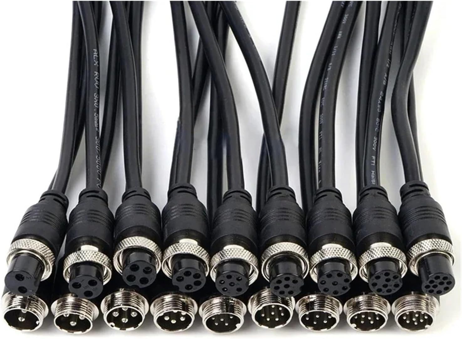 GX16 2 3 4 5 6 7 8 9 10-pin plug with wire, male to female 16mm socket, 30cm-3m extension cable(FL-12-MH,1 M_2P)