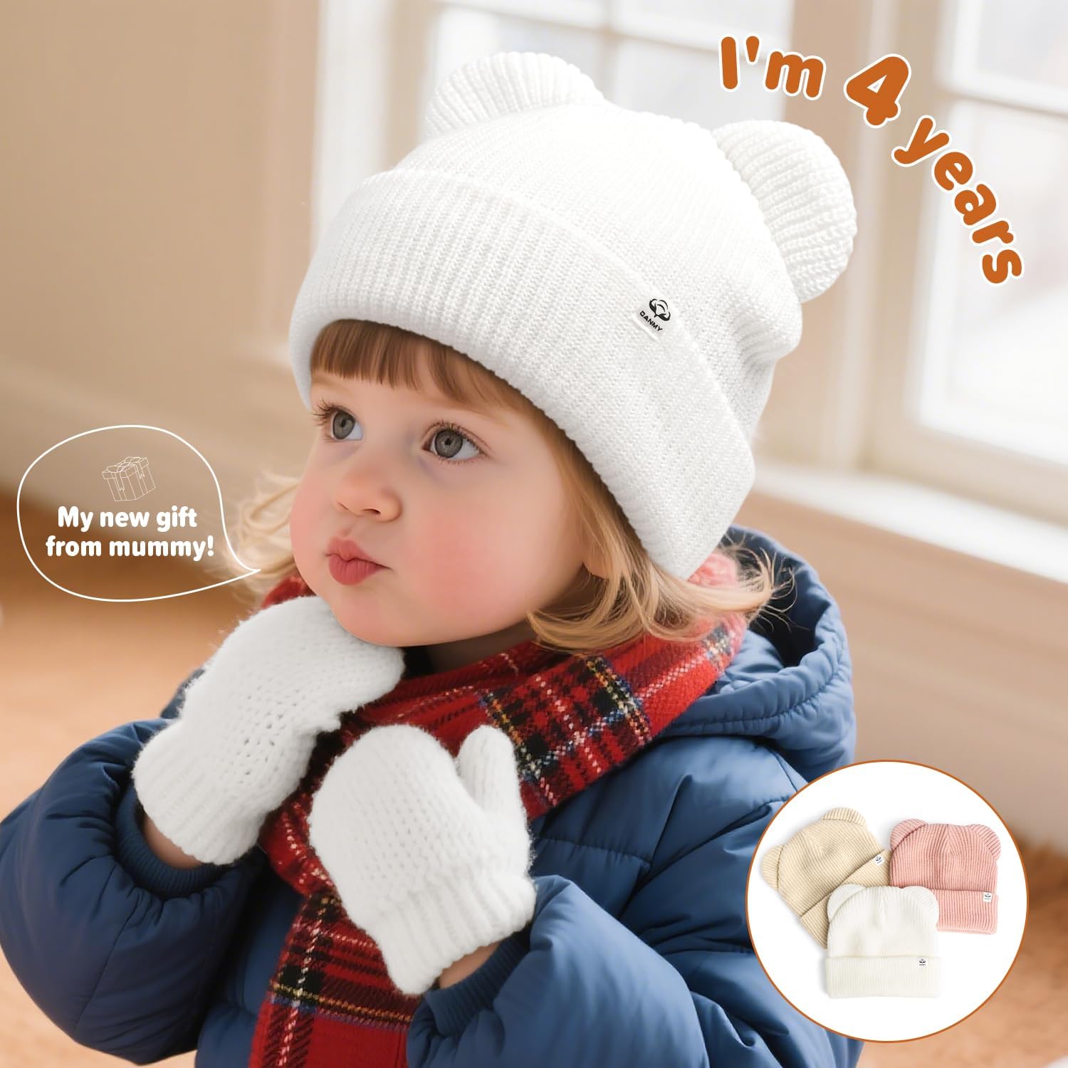 Baby Beanie Winter Knit Hat with Bear Ear for Infant Toddler Boys Girls Children Soft Knitted Hat Skull Cap - Image 3