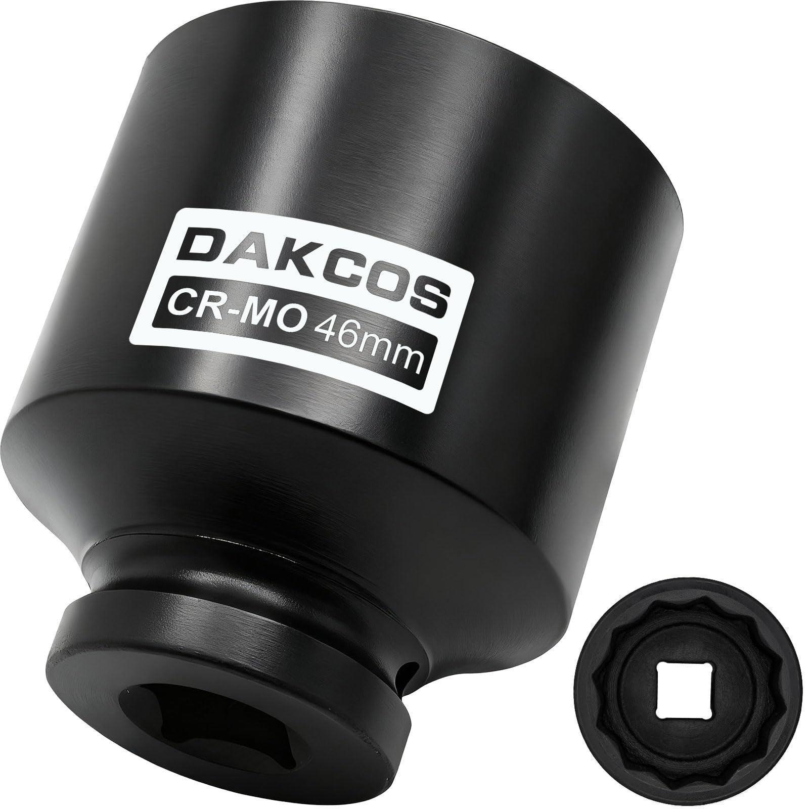 Dakcos Black 1/2" Drive 46Mm Socket 12 Ponit Impact Wrench Socket Drive Shaft Tool Power, Cr-Mo