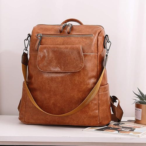 Miniatura 6 de Mochila de cuero para mujer, grande, convertible, antirrobo, mochila de viaje, Mochilas de viaje