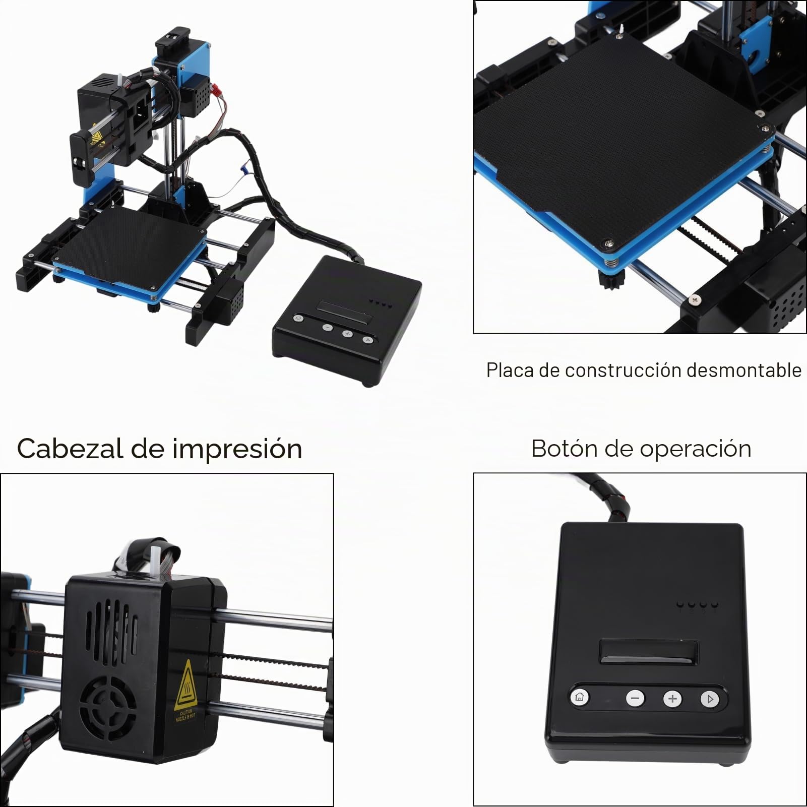 Impresora 3D para Principiantes 10-40 mm/s Mini 3D Impresora con Filamento PLA de 1,75 mm, Magnética Extraíble Tamaño de impresión de 100 x 100 x 100mm