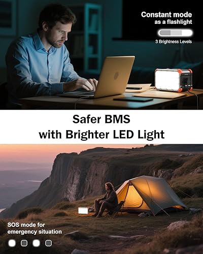 Miniatura 6 de BROWEY Estación de energía portátil de 153 Wh para acampar, pequeño generador solar con manivela de 120 V 150 W, toma de corriente alterna, batería