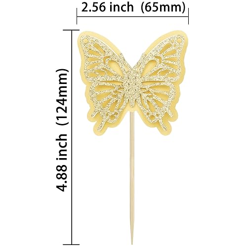 Miniatura 2 de Gyufise 24 adornos de mariposa para cupcakes con purpurina hueca 3D mariposa para cupcakes, decoraciones para temática de mariposa, boda,