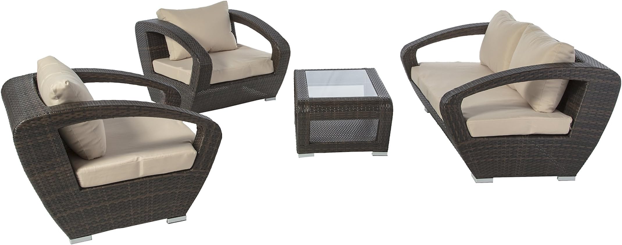 GOODDEGG RAKI Modern 4-Piece Wicker Outdoor Conversation Set