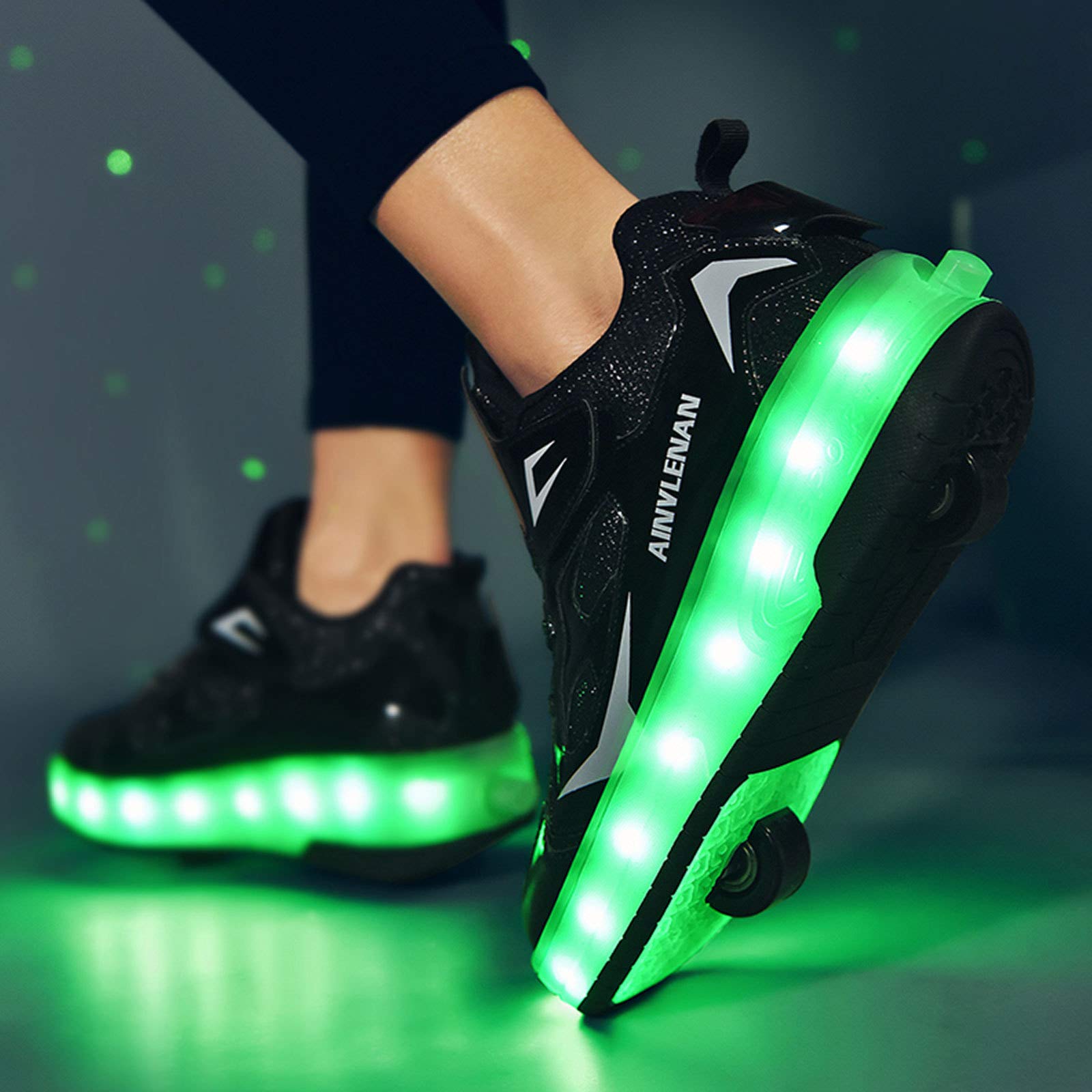 Scarpe Da Ginnastica Unisex Con Ruote LED – Pattini A Rotelle 2 Ruote Retrattili – Per Ragazzi E Ragazze, Luce Colorata - 3