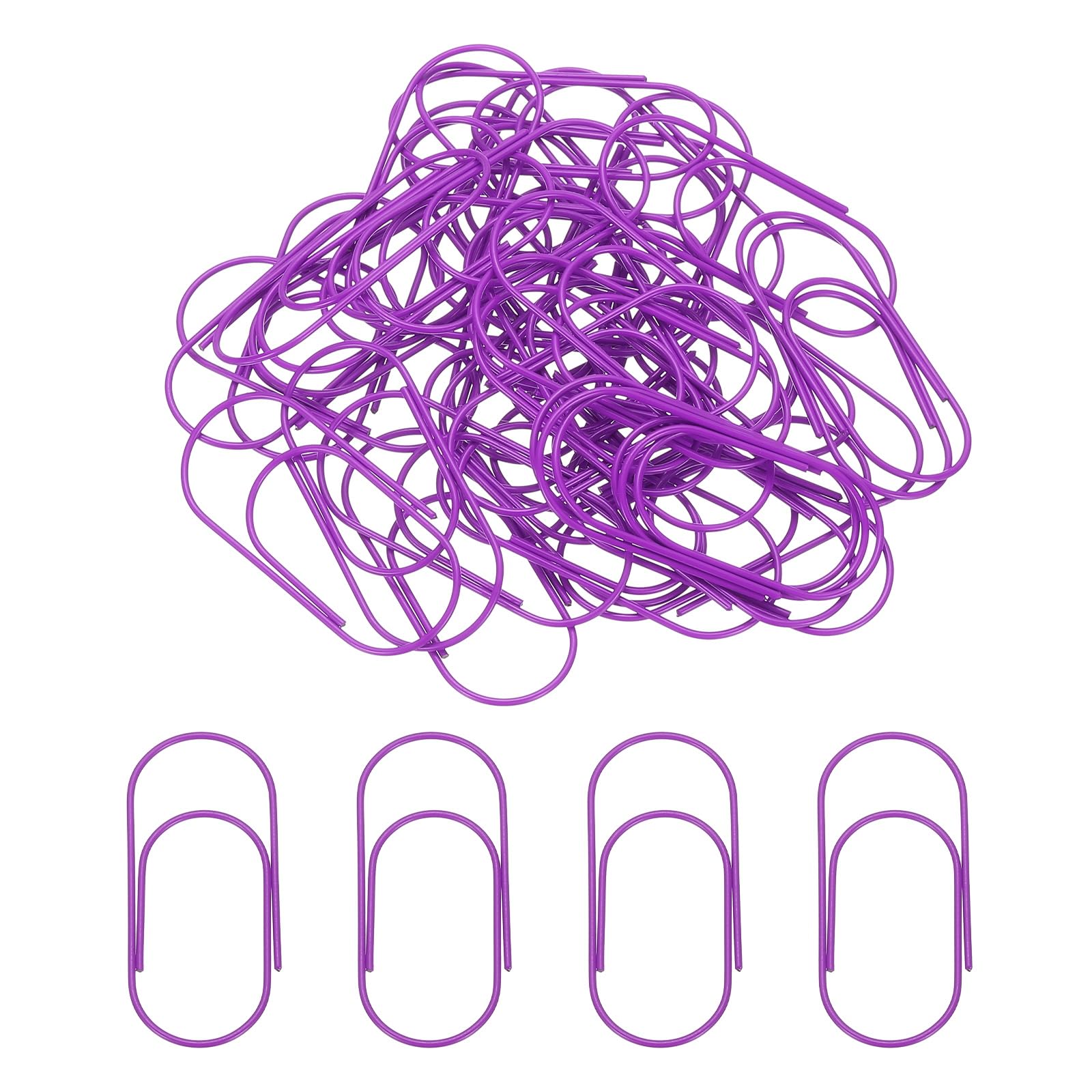 PATIKIL 100pcs 2inch Paper Clip, 50mm Large Paper Clip Cute Huge Metal Clips Rust-Proof Strong Durable Bulk Big for Office, Purple